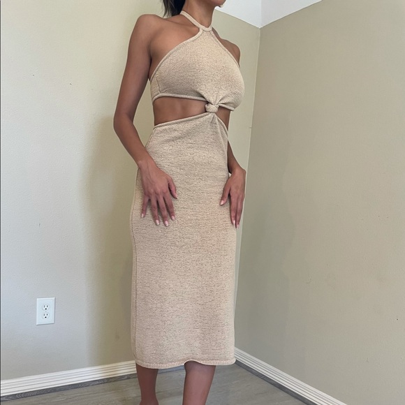 ❌SOLD❌Cult Gaia Cameron Knit Cutout Dress Tan Camel XS - Picture 16 of 16